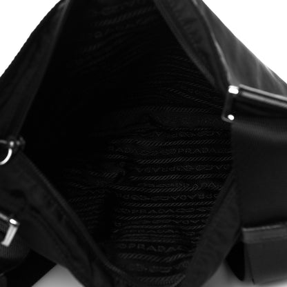 Prada Tessuto Nylon Saffiano Flat Messenger Bag Black 5 of 10