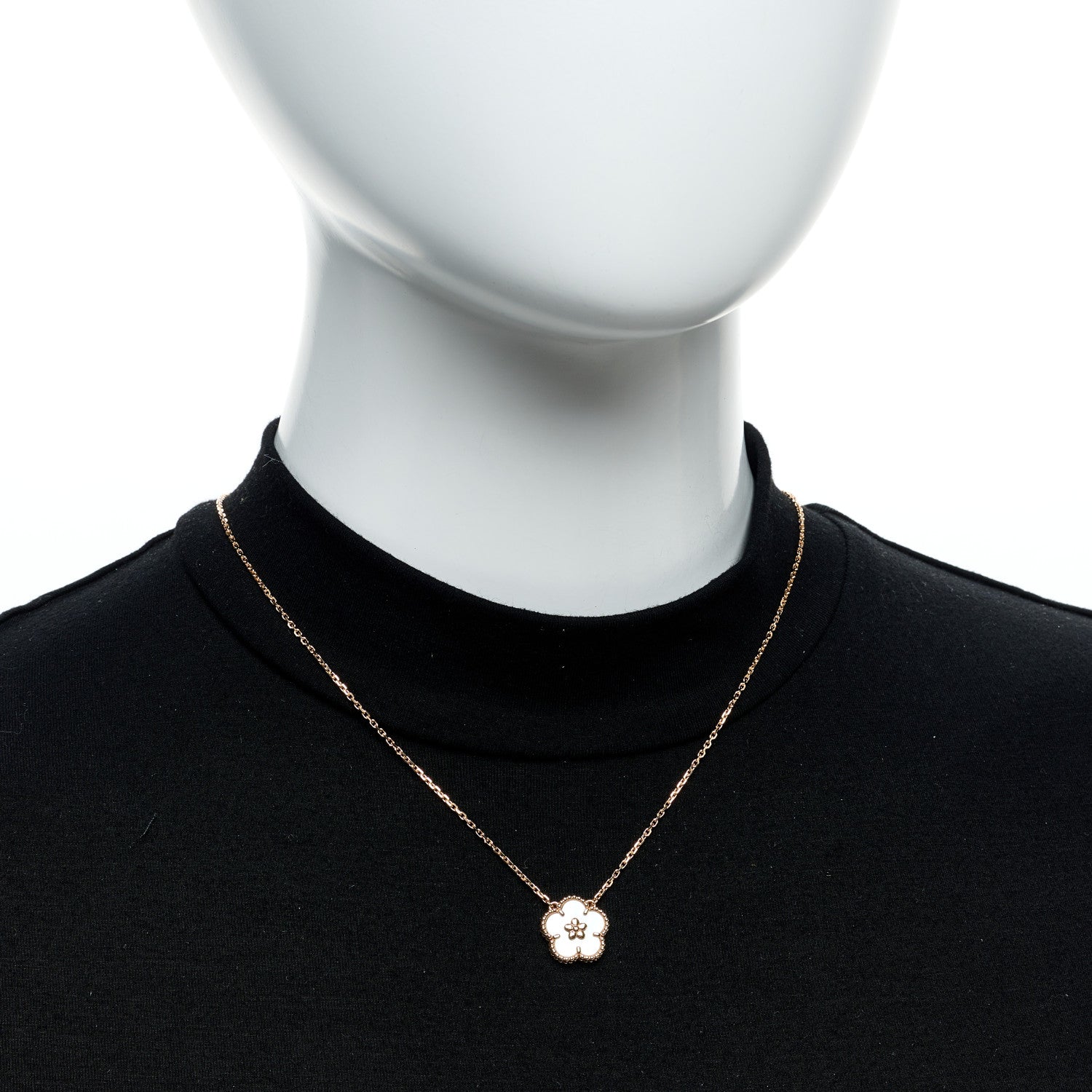 Van Cleef & Arpels 18K Rose Gold Mother of Pearl Lucky Spring Plum Blossom Necklace 2 of 6
