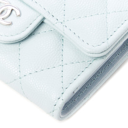 Chanel Caviar Quilted Classic 4 Key Holder Wallet Light Blue 3 of 9