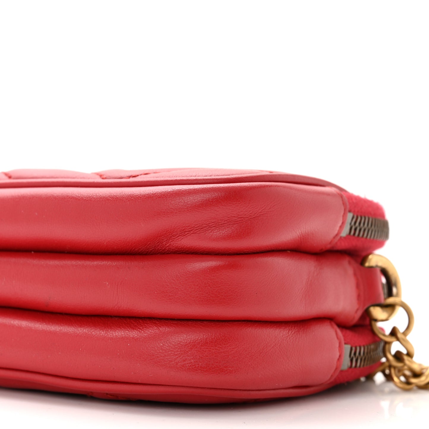 Calfskin Matelasse Mini GG Marmont Chain Crossbody Bag Hibiscus Red