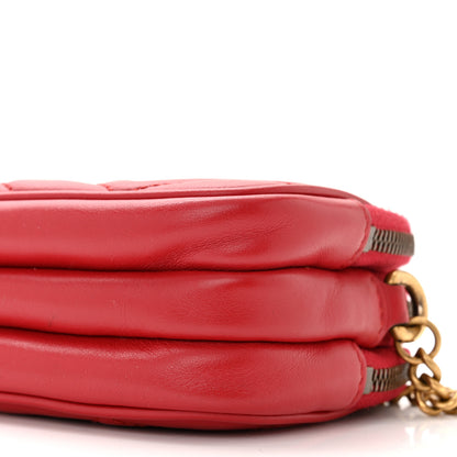 Gucci Calfskin Matelasse Mini GG Marmont Chain Crossbody Bag Hibiscus Red 11 of 12