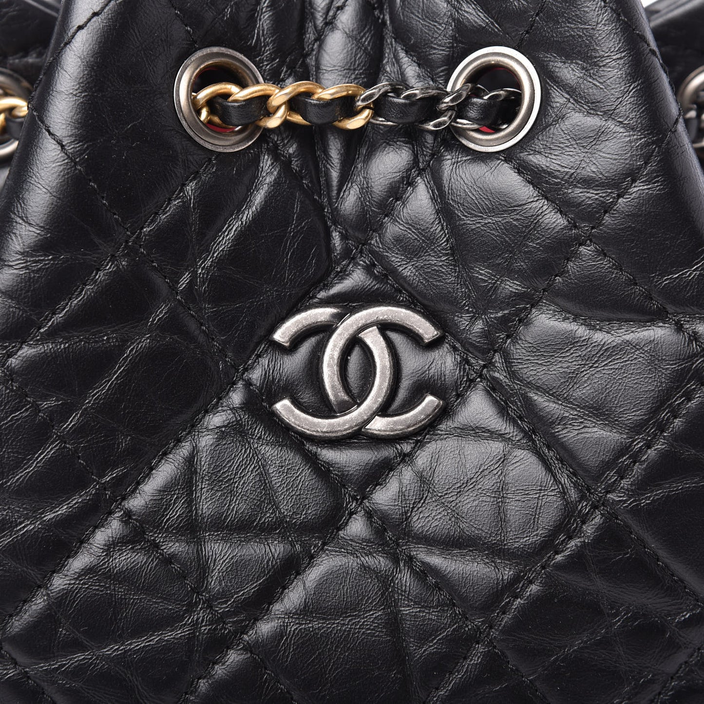 Aged Calfskin Quilted Small Gabrielle Backpack Black
