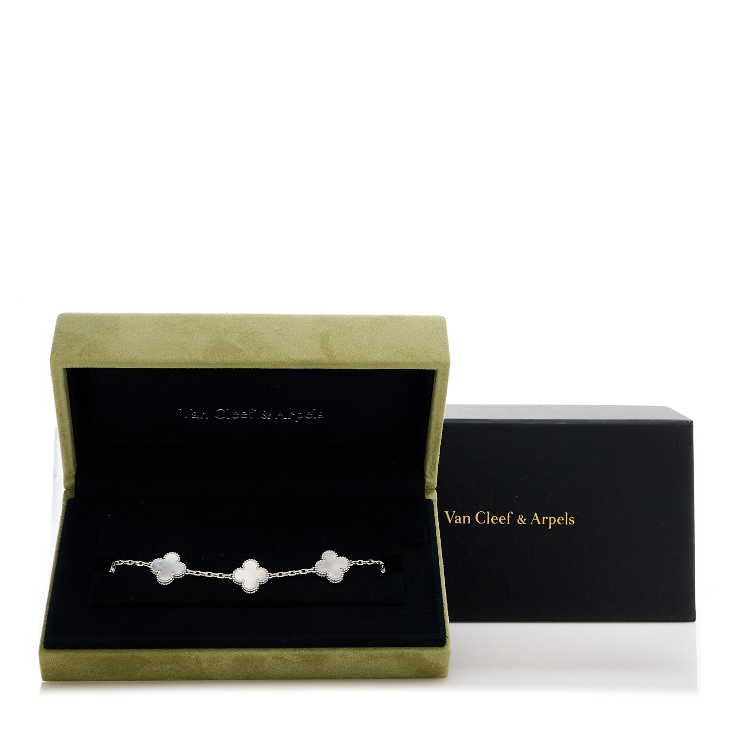 Van Cleef & Arpels 18K White Gold Mother of Pearl 5 Motifs Vintage Alhambra Bracelet 5 of 5