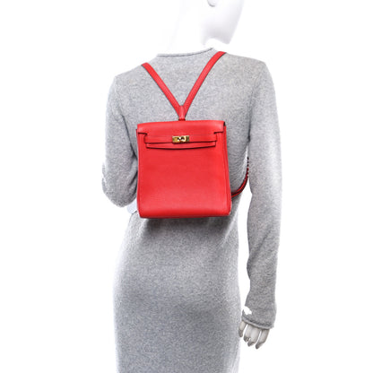 Hermes Taurillon Clemence Kelly Ado Backpack Rouge De Coeur 2 of 13
