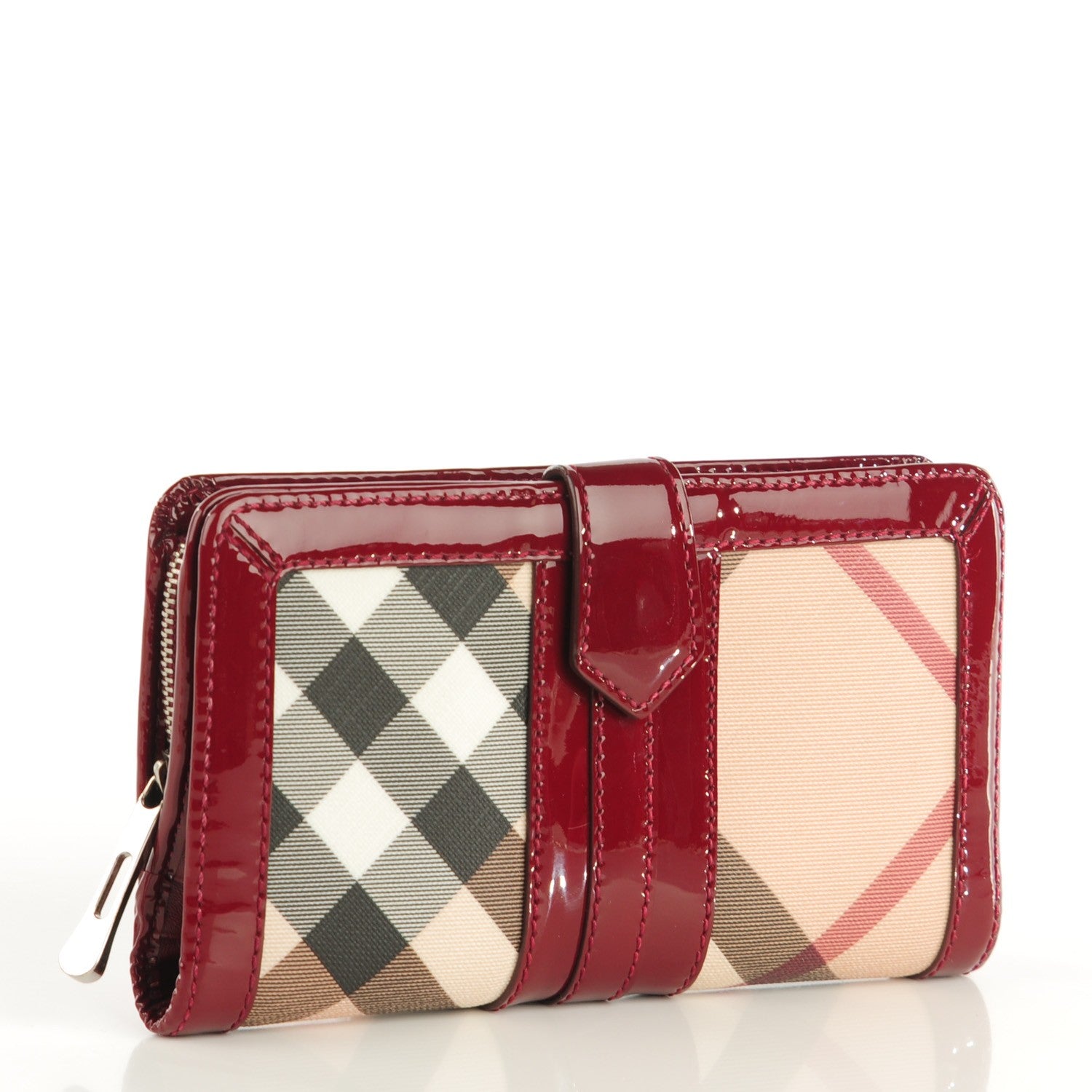 Burberry Patent Nova Check Continental Wallet Berry Red 3 of 7
