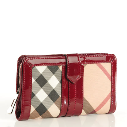 Burberry Patent Nova Check Continental Wallet Berry Red 3 of 7