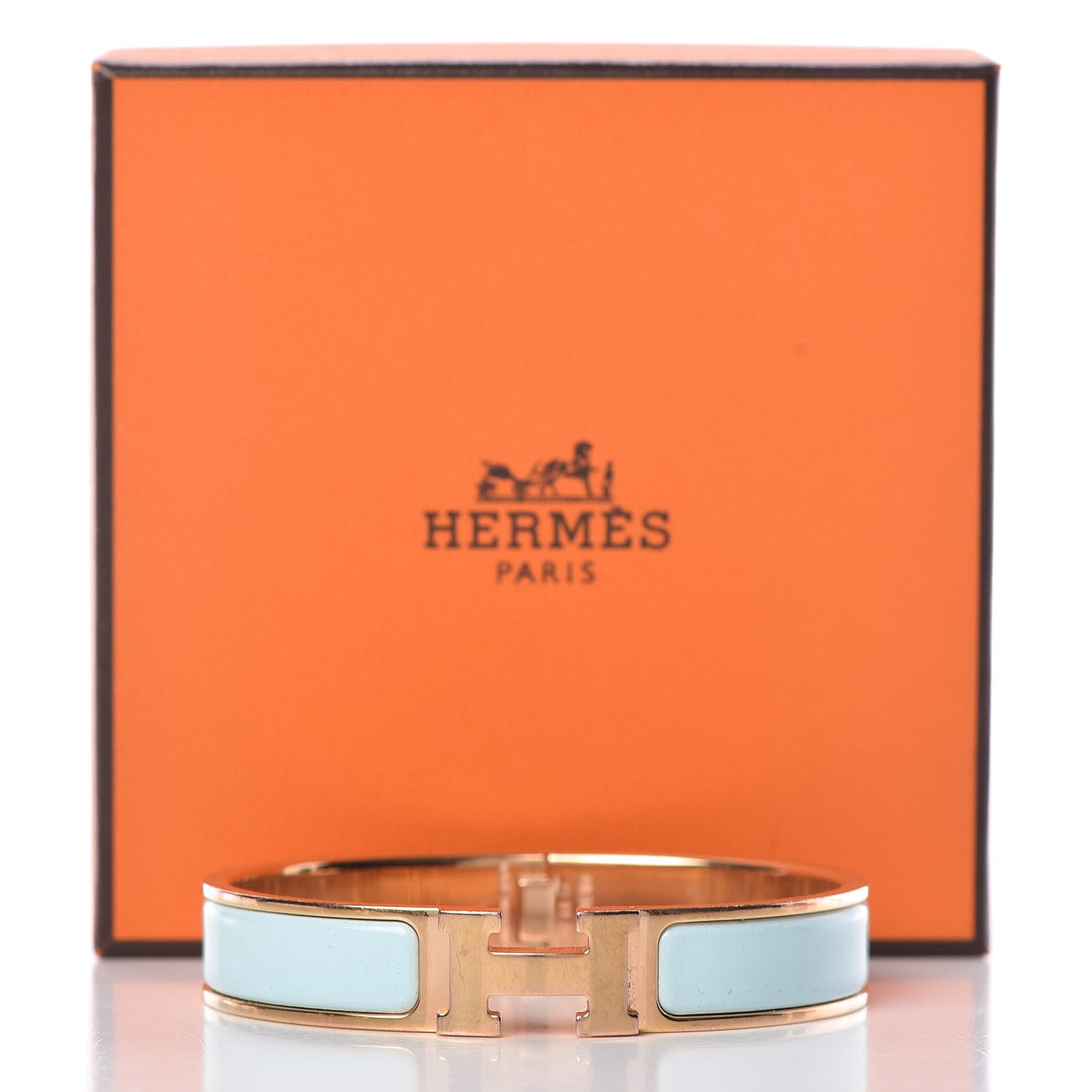 Enamel Narrow Clic Clac H Bracelet GM Bleu Glacier
