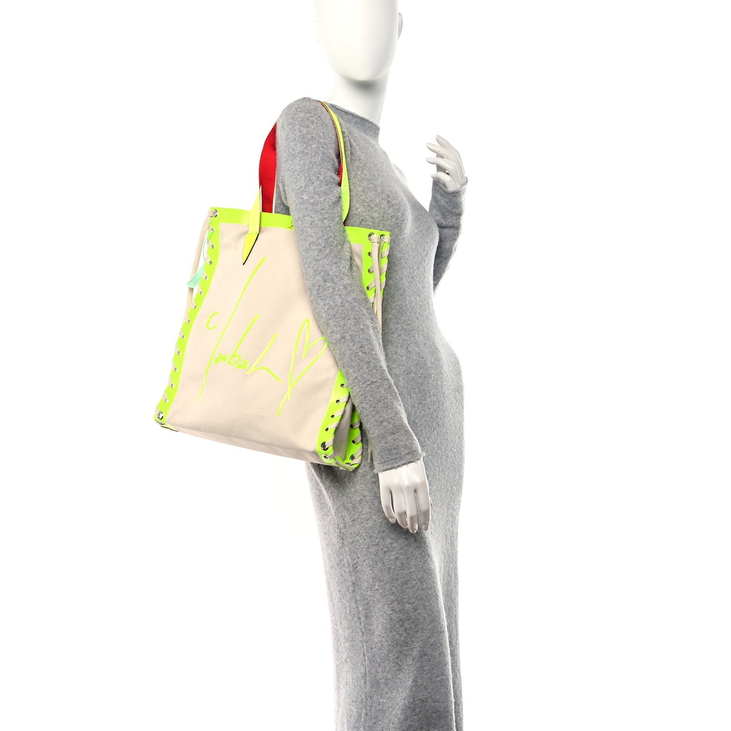 Braided Canvas Small Cabalace Shopper Tote Beige Yellow
