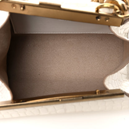 Stella McCartney Crocodile Embossed Structured Shoulder Bag White 5 of 14