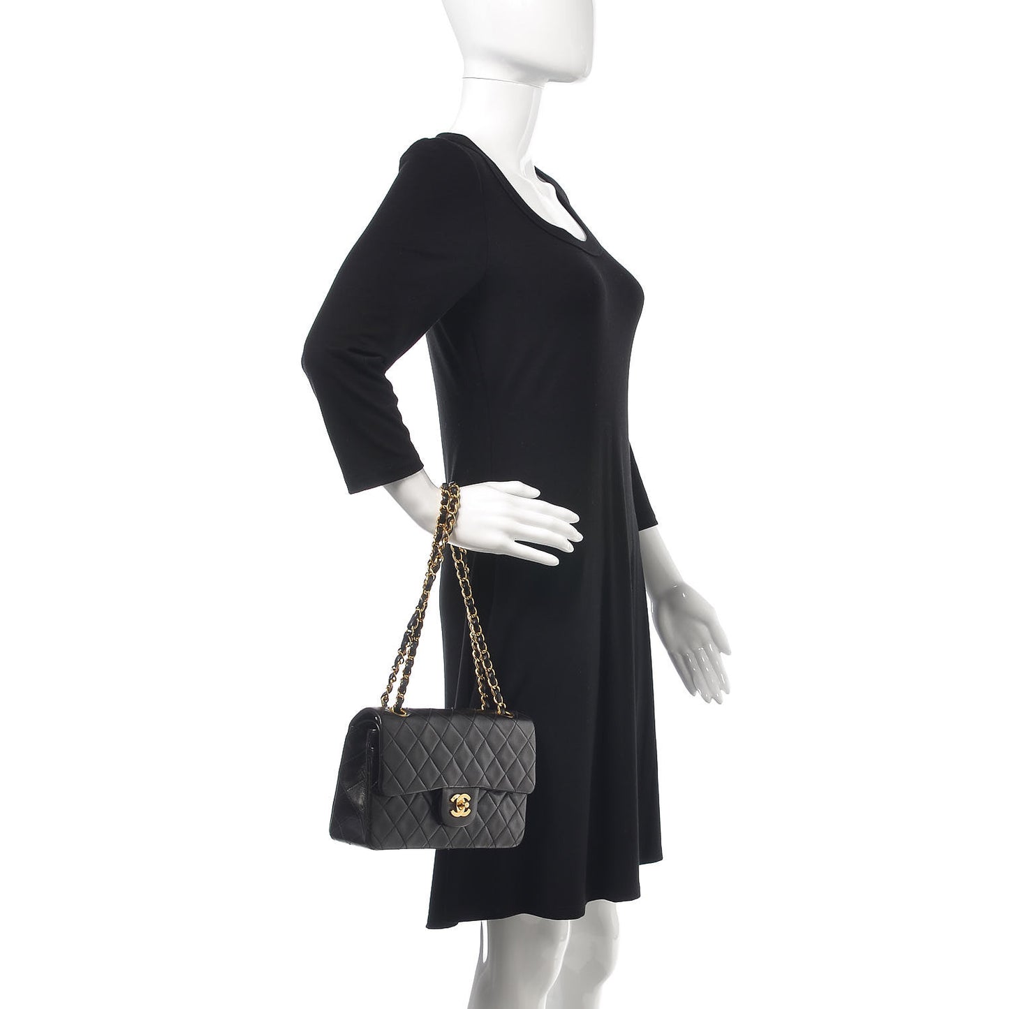 Lambskin Quilted Small Double Flap Black