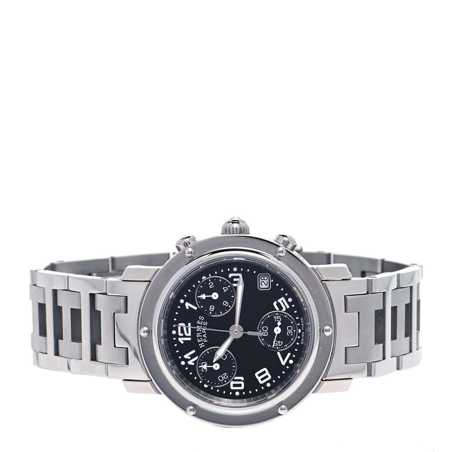 Stainless Steel 31mm Clipper Chronograph Quartz Watch Black