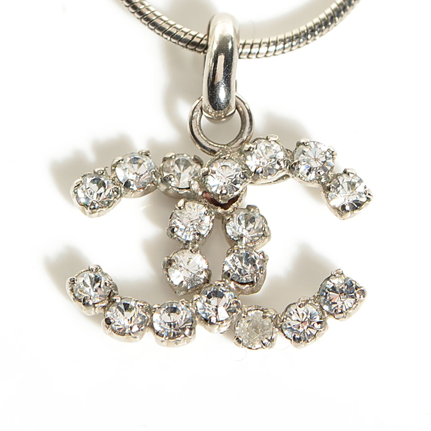 Chanel Crystal CC Necklace Silver 8 of 10