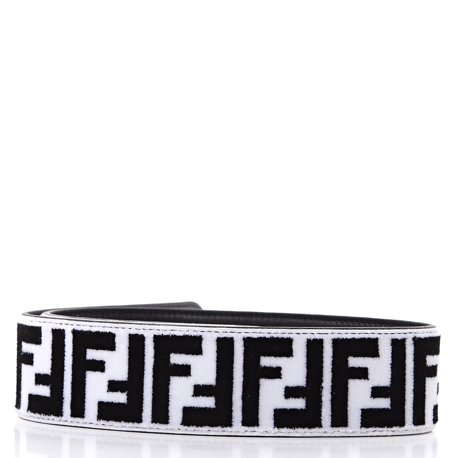 Fendi Velvet Tapestry Calfskin FF Reloaded Strap You White Black 2 of 5