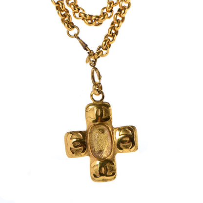 Chanel Chain CC Cross Necklace Gold 4 of 6