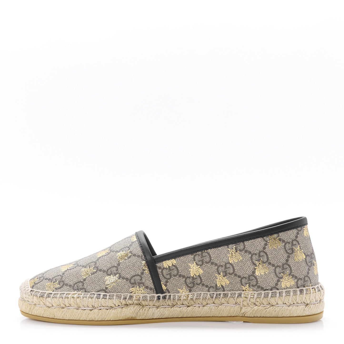 GG Supreme Monogram Bees Espadrille Flats 39 Beige Ebony Oro Black