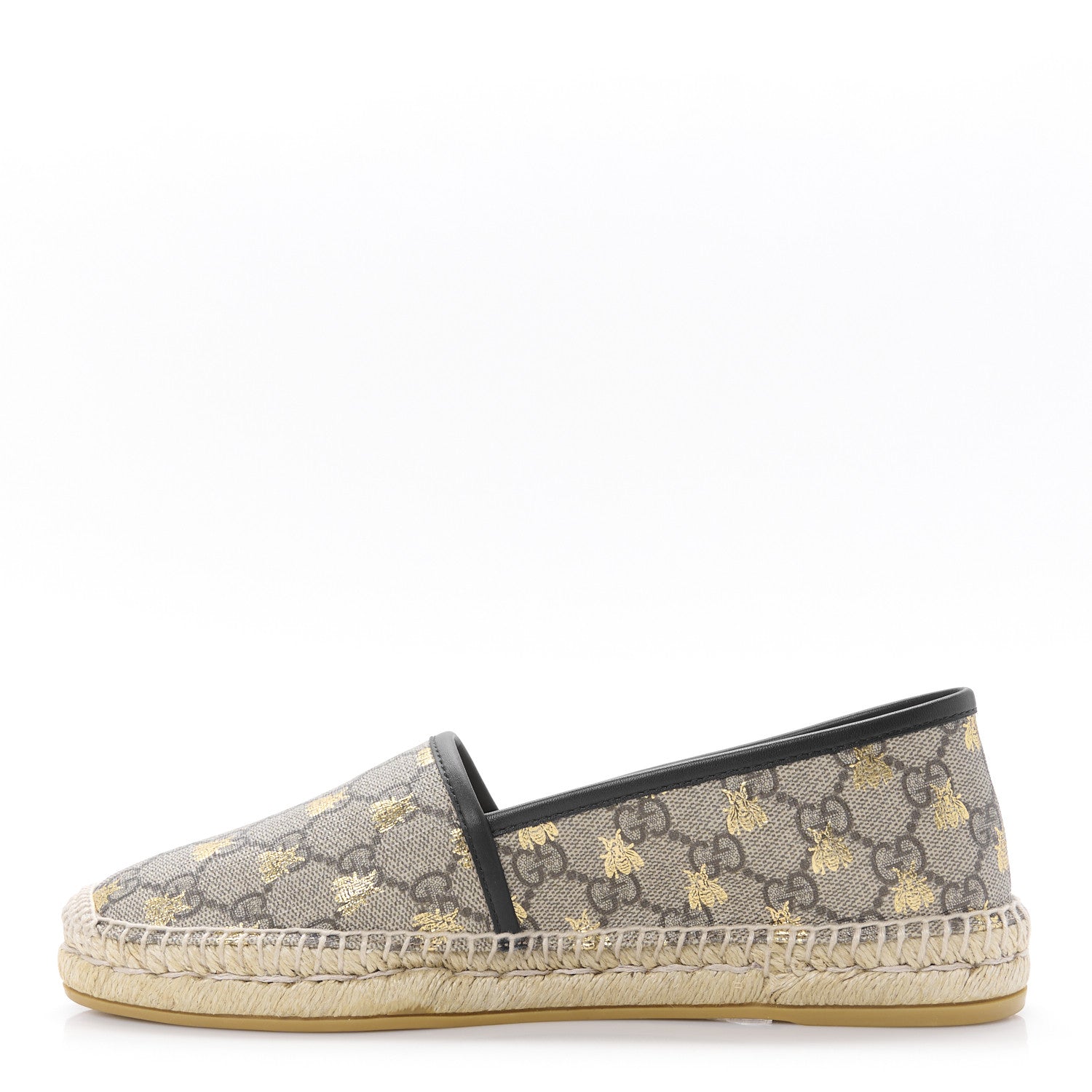 Gucci GG Supreme Monogram Bees Espadrille Flats 39 Beige Ebony Oro Black 1 of 12