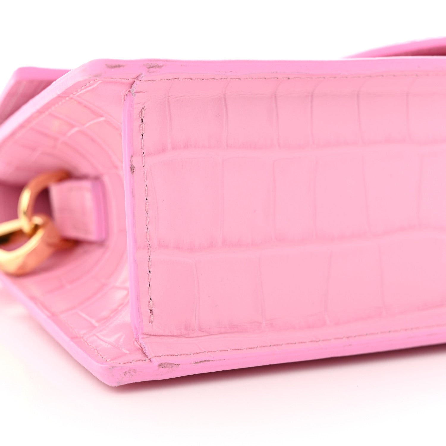 Jacquemus Calfskin Crocodile Embossed Le Grand Bambino Pink 8 of 13