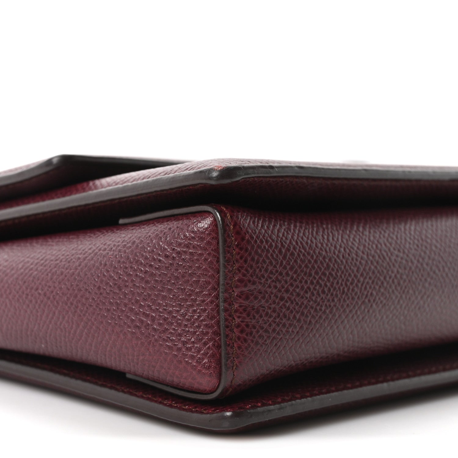 Salvatore Ferragamo Pebble Calfskin Ginny Vara Bow Shoulder Bag Burgundy 9 of 10