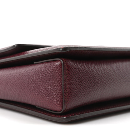 Salvatore Ferragamo Pebble Calfskin Ginny Vara Bow Shoulder Bag Burgundy 9 of 10