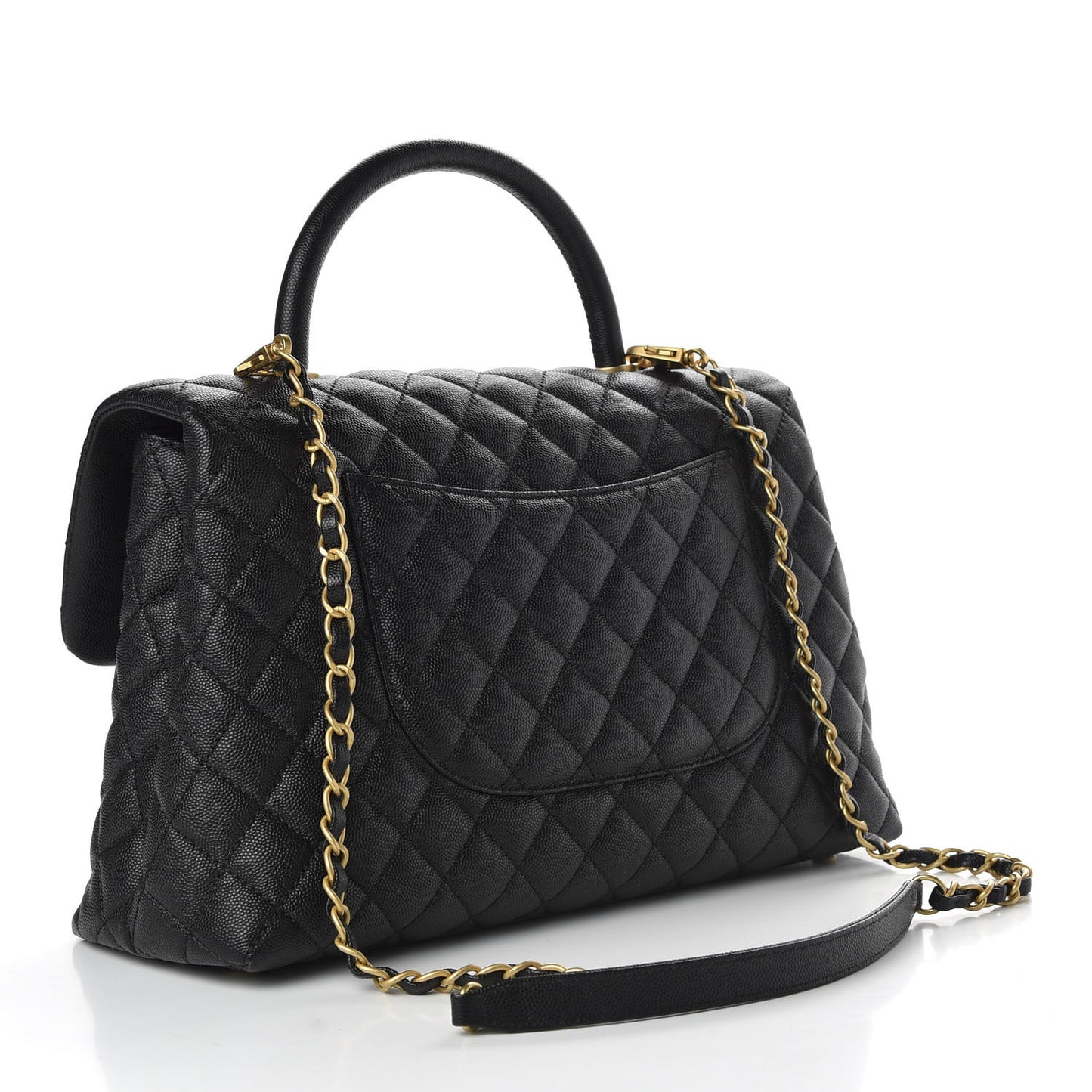 Caviar Quilted Medium Coco Handle Flap Black