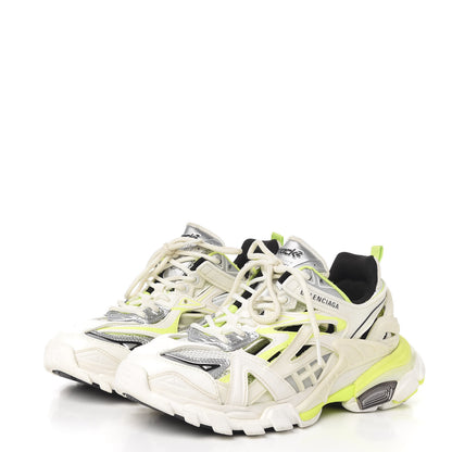 Balenciaga Rubber Mesh Bi-Color Womens Track.2 Open Sneakers 37 White Fluo Yellow 3 of 9