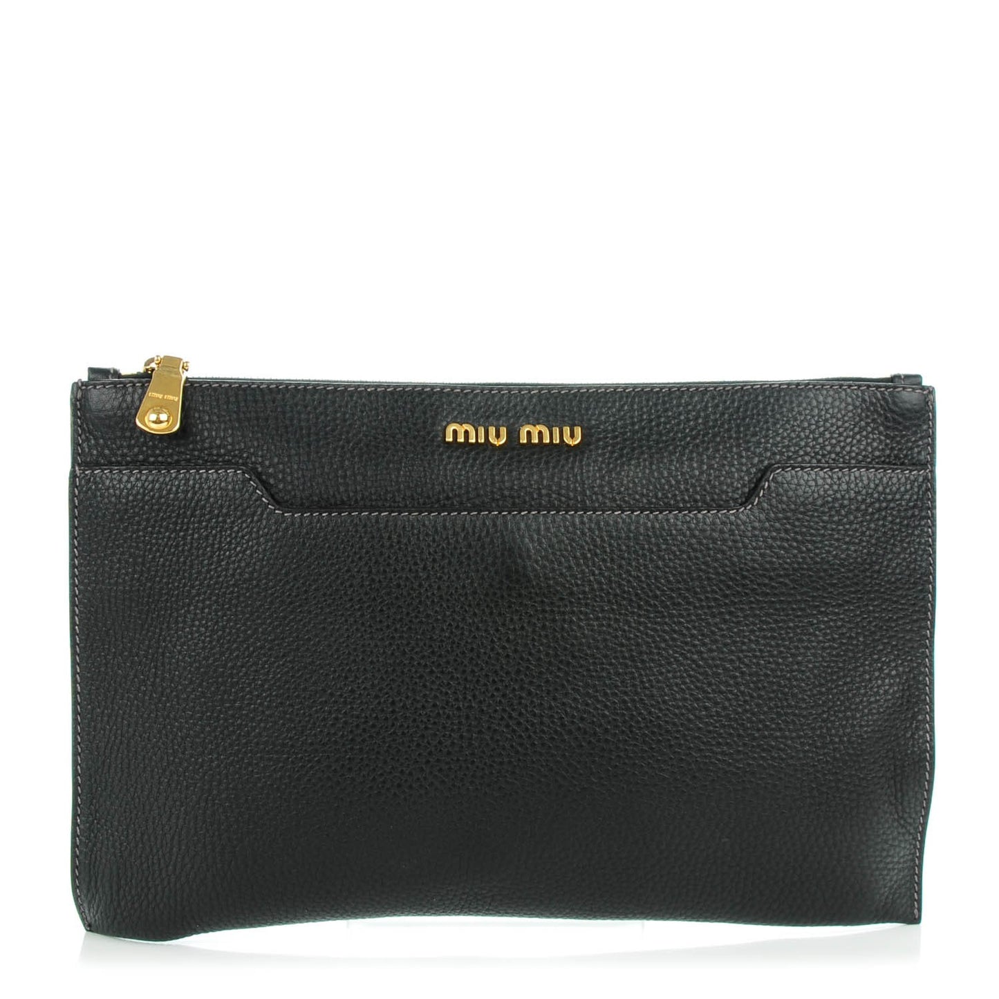 Vitello Daino Leather Clutch Nero Black