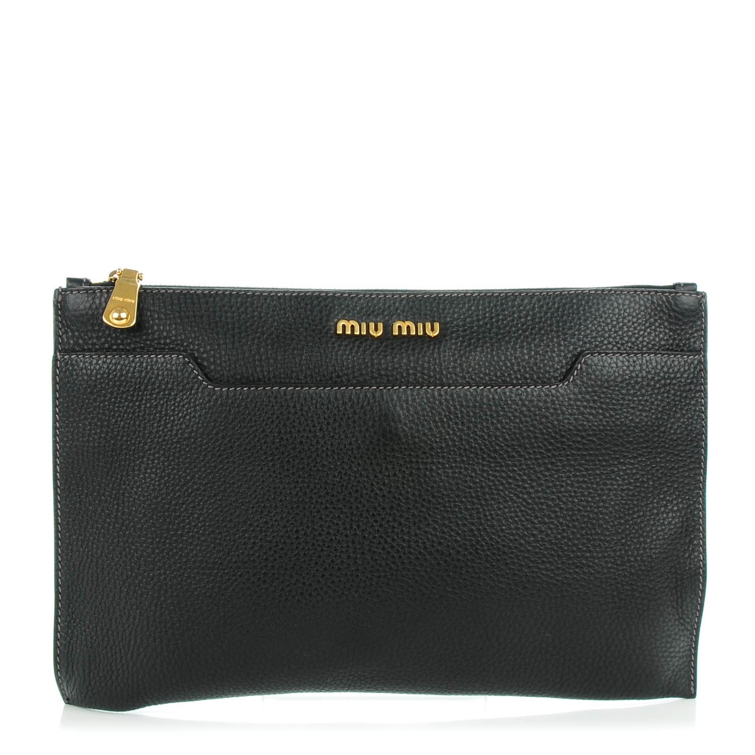 Miu Miu Vitello Daino Leather Clutch Nero Black 1 of 7