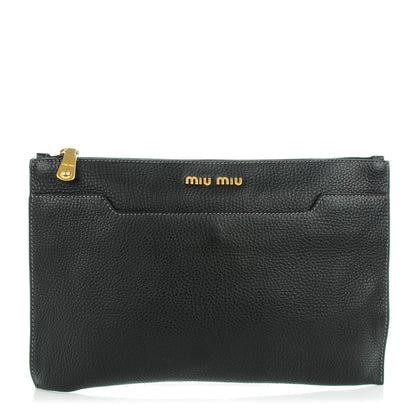 Miu Miu Vitello Daino Leather Clutch Nero Black 1 of 7