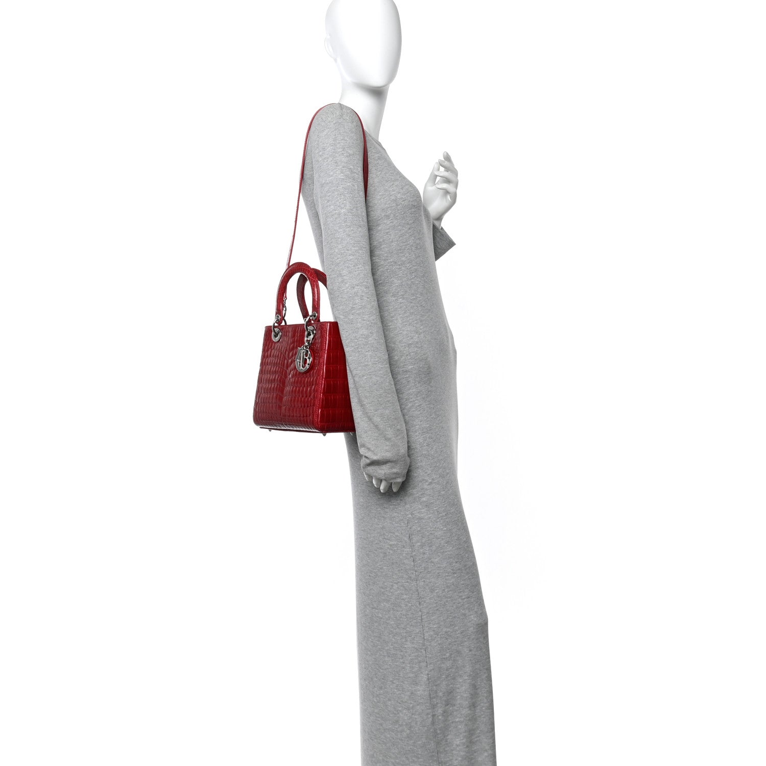 Christian Dior Alligator Medium Lady Dior Red 2 of 10