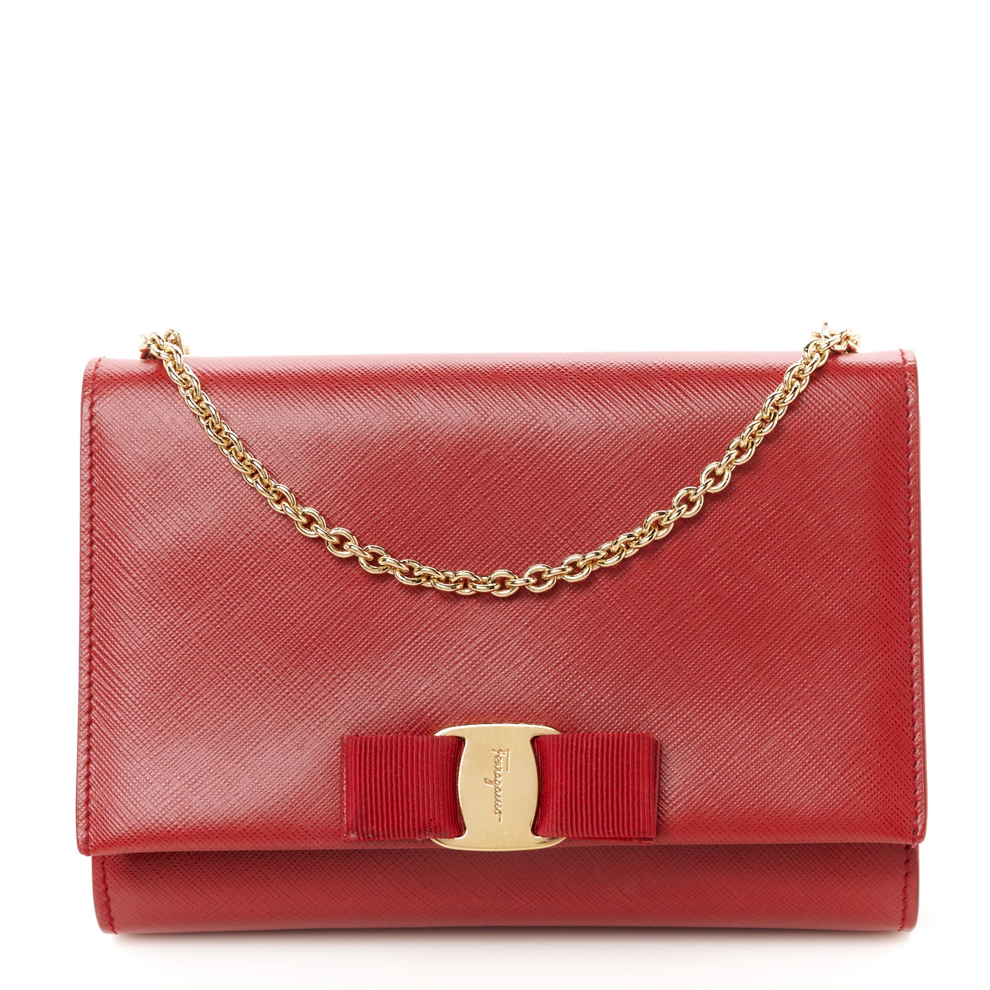 Hammered Calfskin Mini Miss Vara Bow Chain Bag Sangria