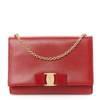 Salvatore Ferragamo Hammered Calfskin Mini Miss Vara Bow Chain Bag Sangria 1 of 9