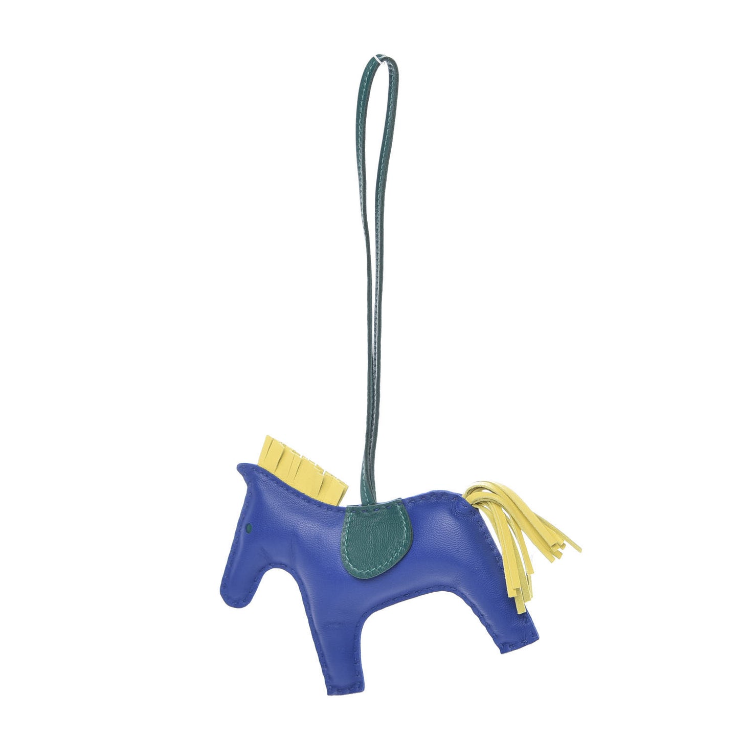 Milo Lambskin Grigri Rodeo Horse Bag Charm MM Bleu Electrique Malachite Lime