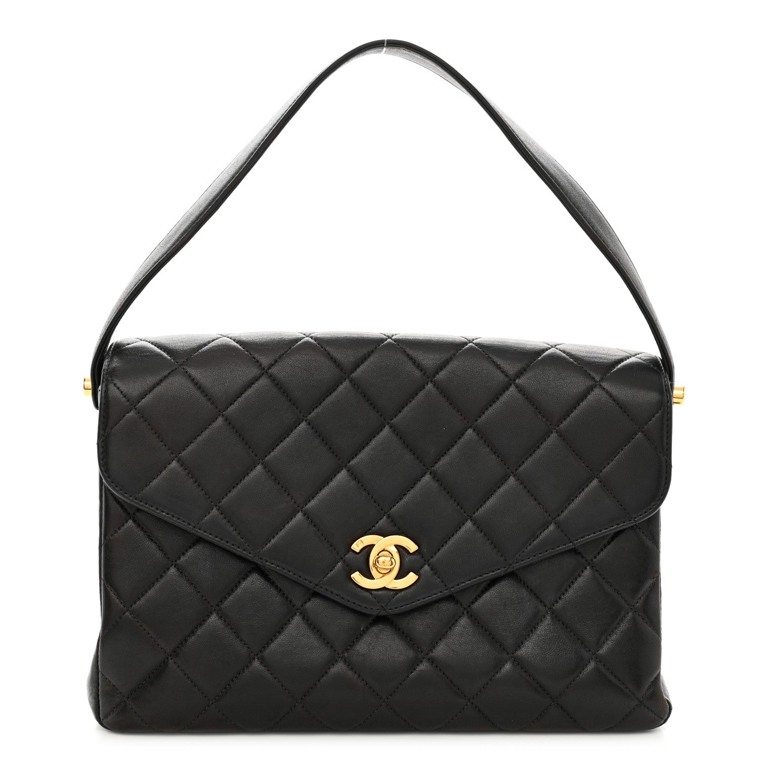 Chanel Lambskin Quilted CC Flap Shoulder Bag Black 1 of 13