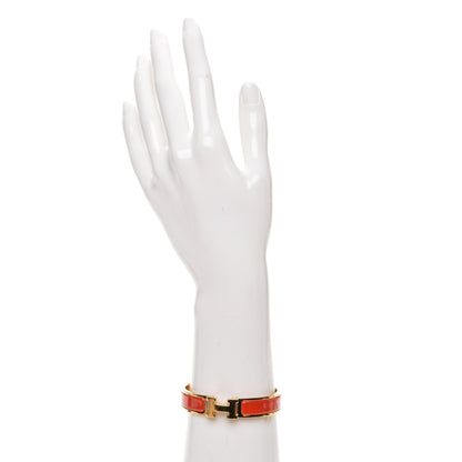 Hermes Enamel Clic Clac H Narrow Bracelet PM Brique 2 of 4