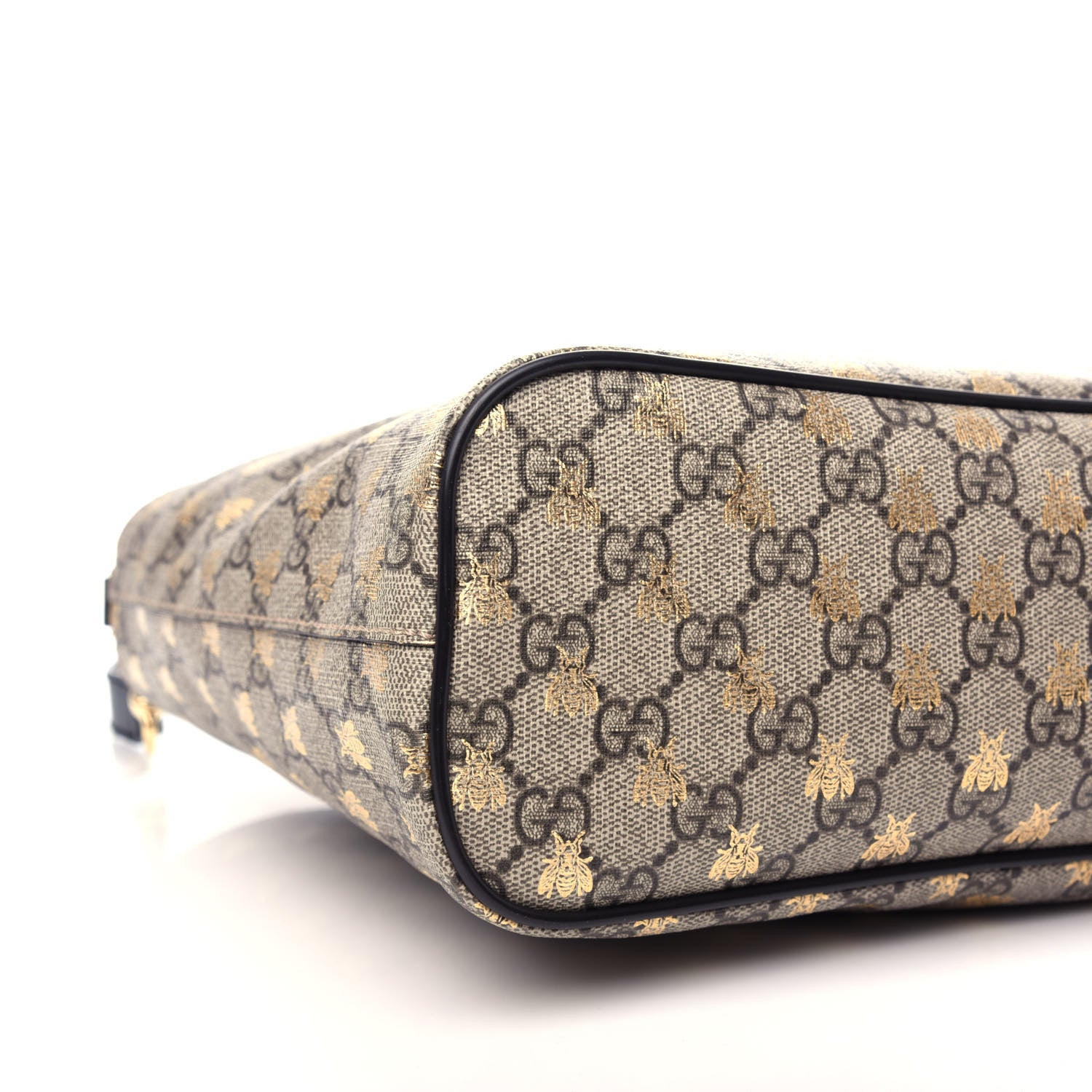 Gucci Soft GG Supreme Monogram Bees Small Crossbody Tote Beige Oro Black 8 of 11