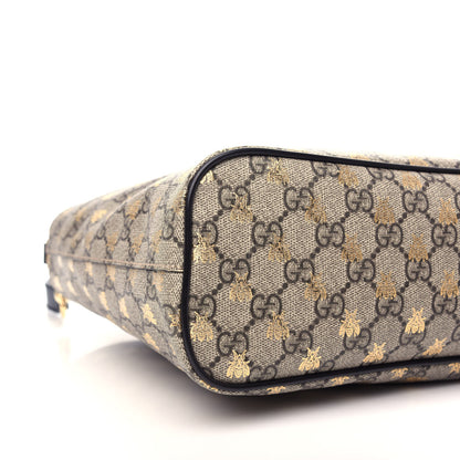 Gucci Soft GG Supreme Monogram Bees Small Crossbody Tote Beige Oro Black 8 of 11