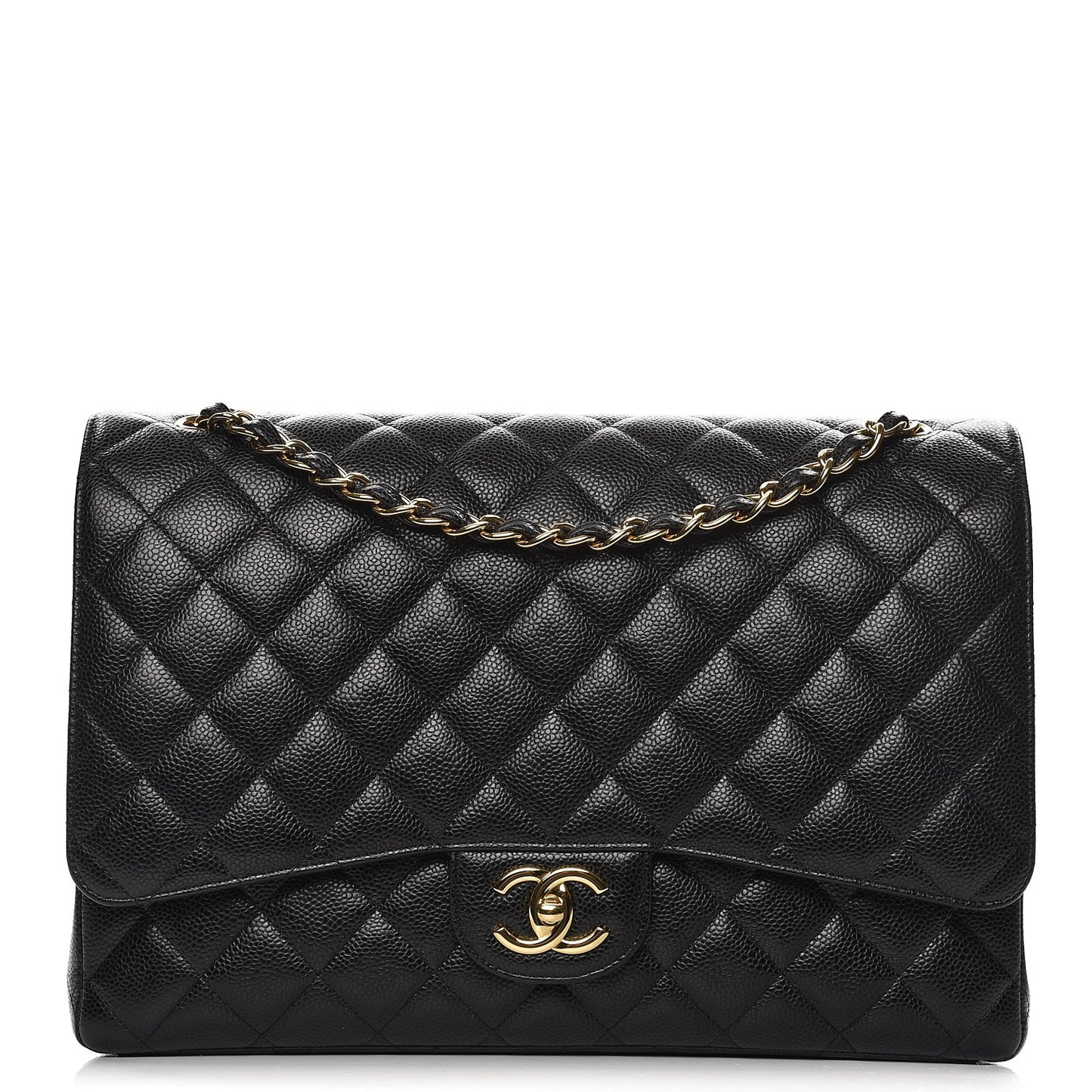 Caviar Quilted Maxi Double Flap Black