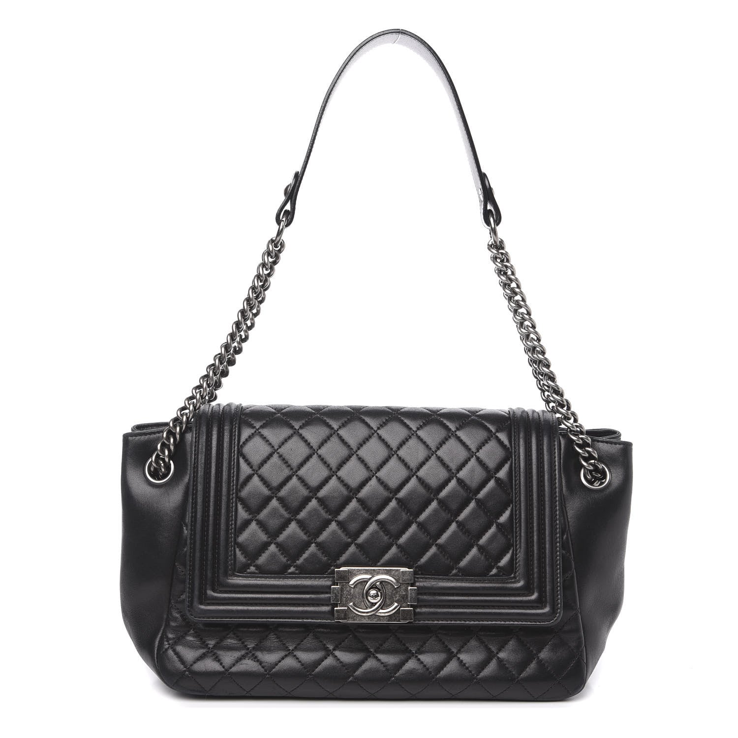 Chanel Lambskin Quilted Accordion Boy Flap Black 1 of 15