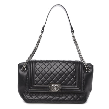 Chanel Lambskin Quilted Accordion Boy Flap Black 1 of 15