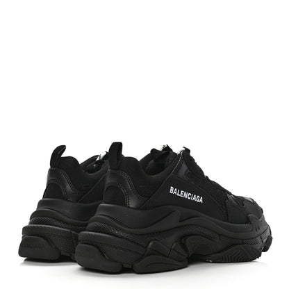 Balenciaga Fabric Mesh Womens Triple S Sneakers 37 Black 4 of 8