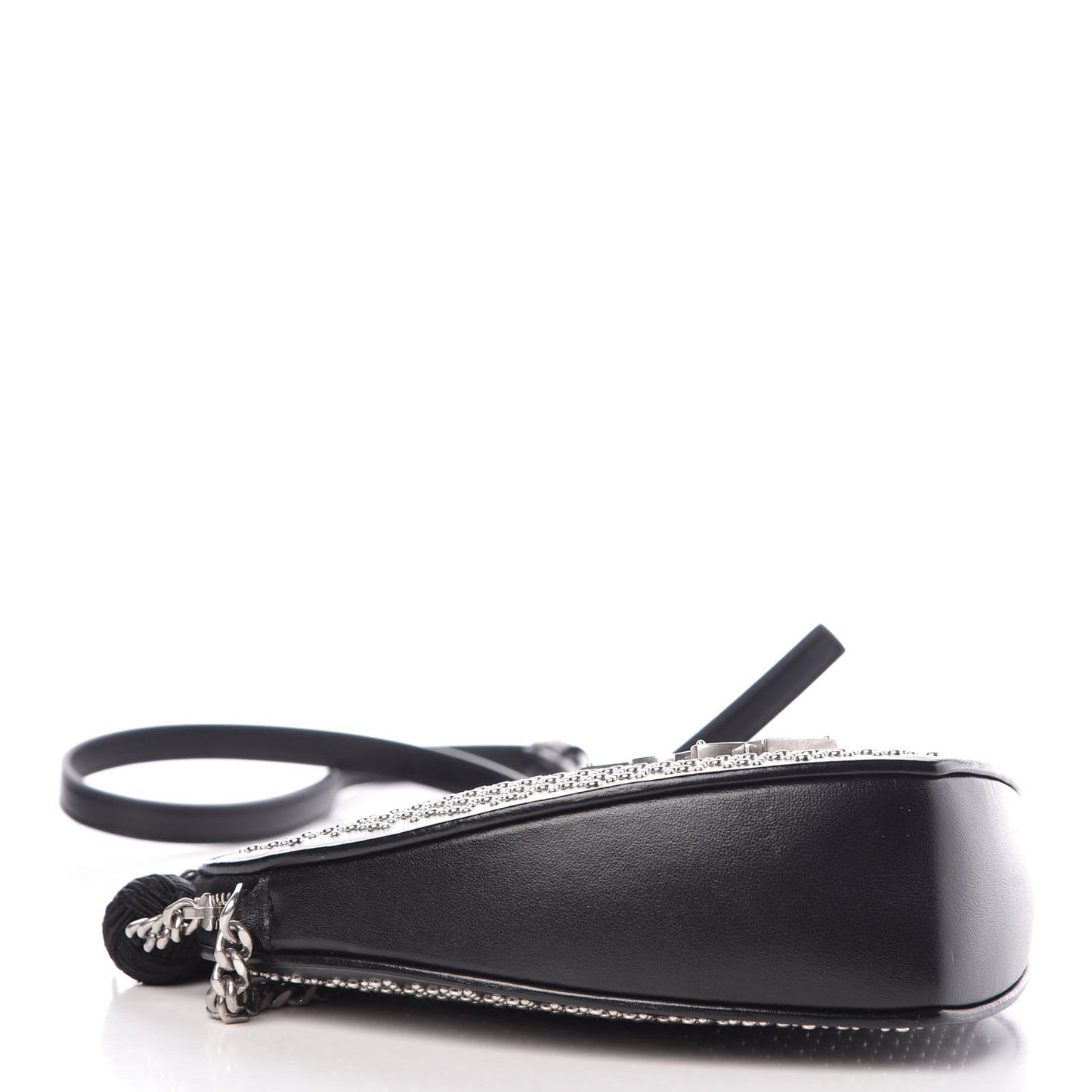 Calfskin Studded Monogram Heart Shoulder Bag Black
