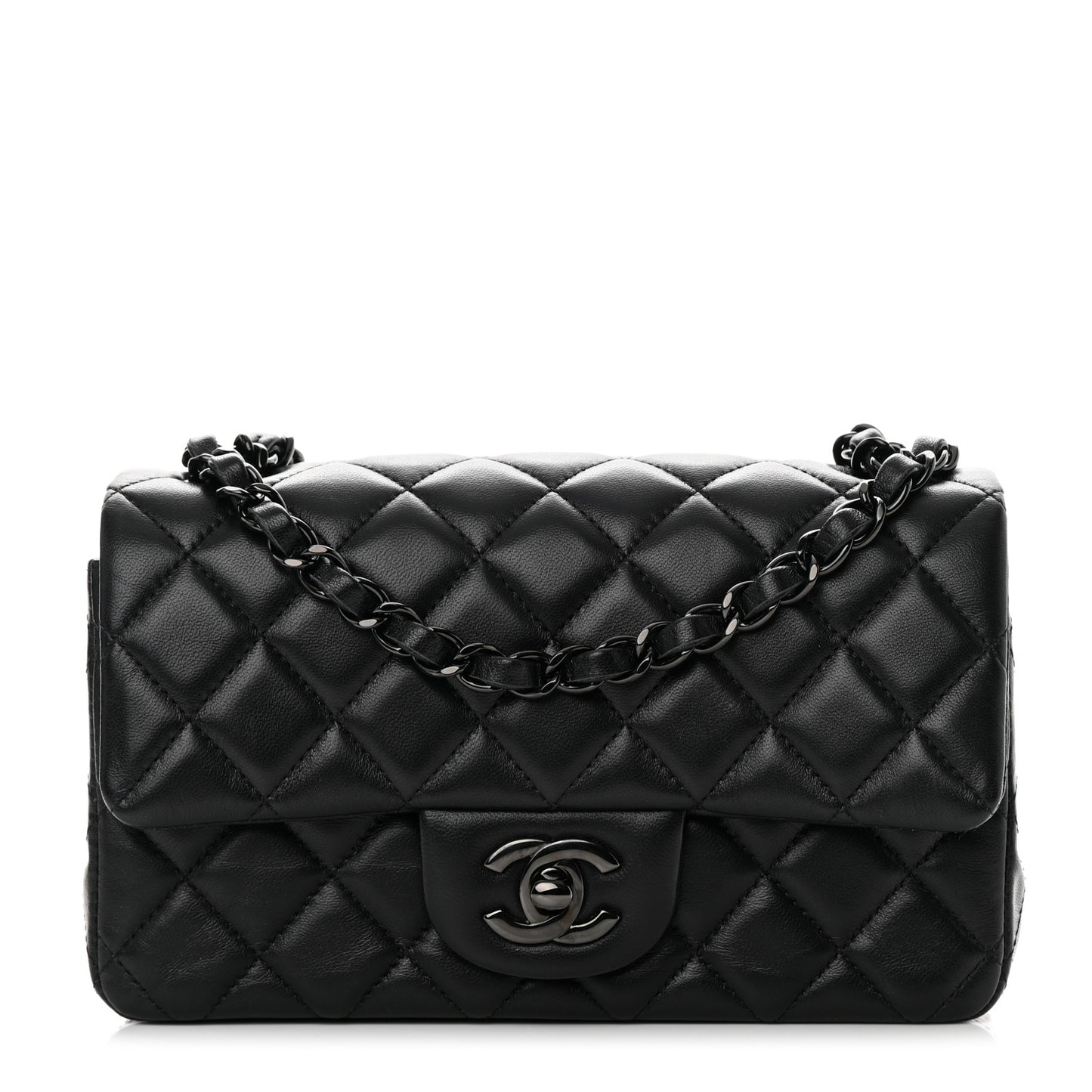 Lambskin Quilted Mini Rectangular Flap So Black