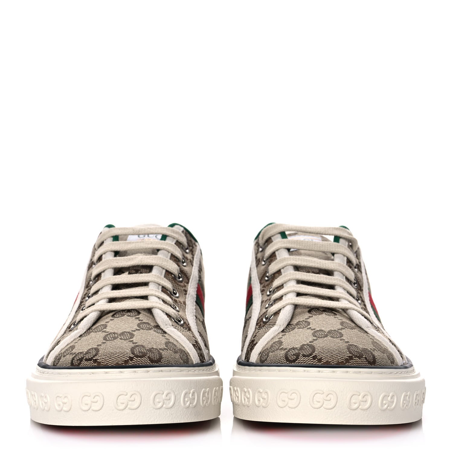 Gucci GG Monogram Web Mens 1977 Tennis Sneakers 6 Beige Ebony Mystic White 2 of 9