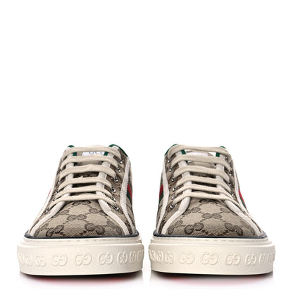 Gucci GG Monogram Web Mens 1977 Tennis Sneakers 6 Beige Ebony Mystic White 2 of 9