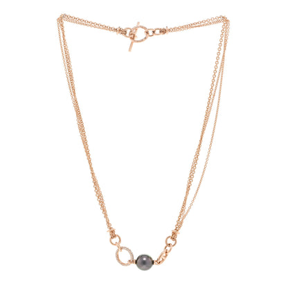 Hermes 18K Rose Gold Diamond Black Tahitian Cultured Pearl Albertine Necklace ST 3 of 6