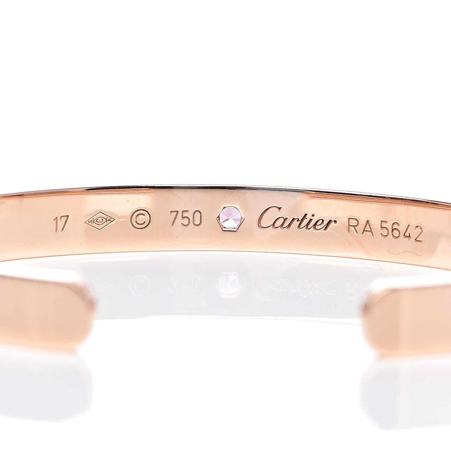 Cartier 18K Pink Gold Pink Sapphire LOVE Cuff Bracelet 17 4 of 4
