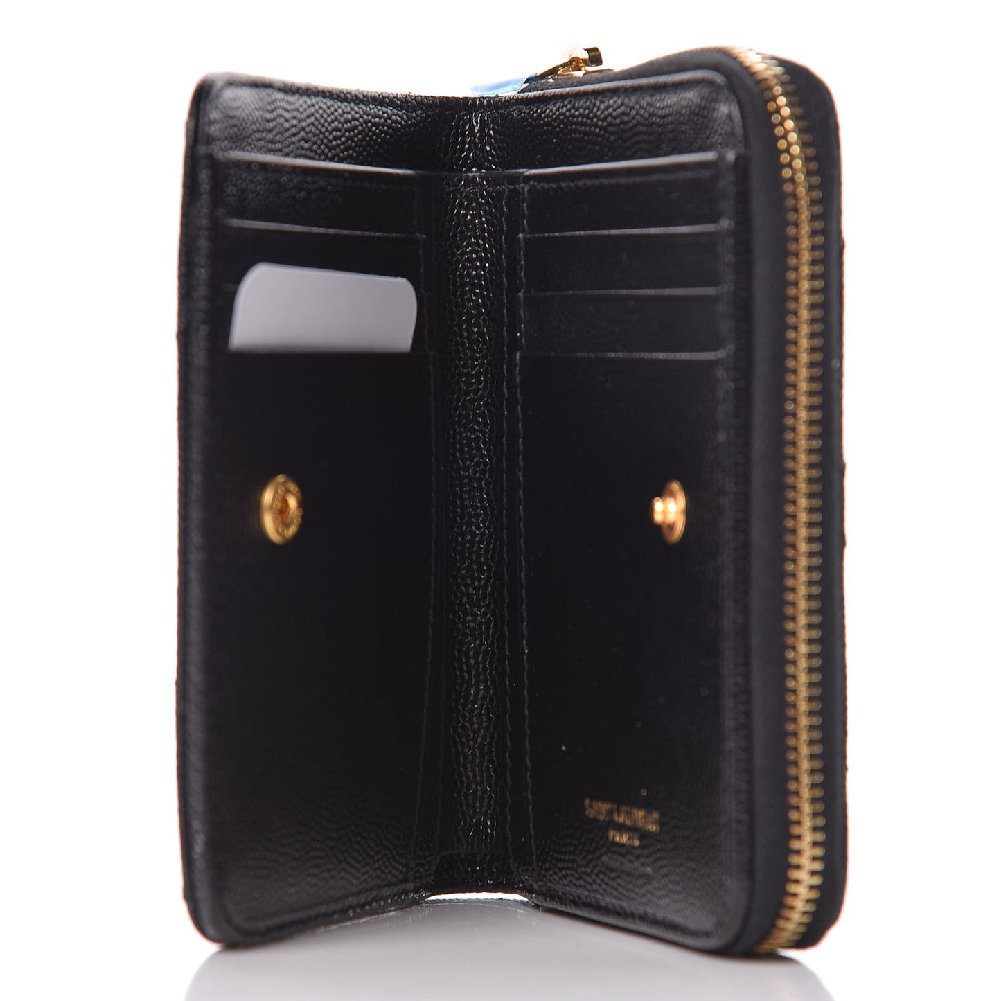 Grain De Poudre Matelasse Chevron Monogram Compact Zip Around Wallet Black