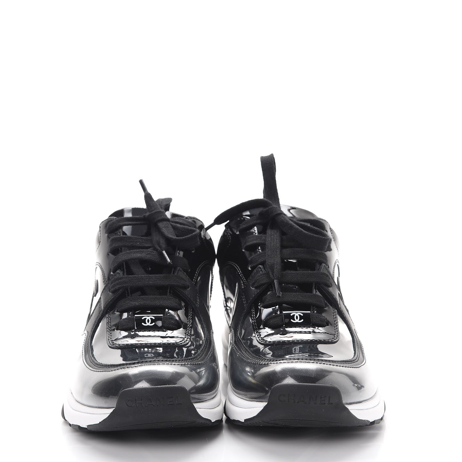 Chanel Patent PVC CC Sneakers 37 Black 2 of 9