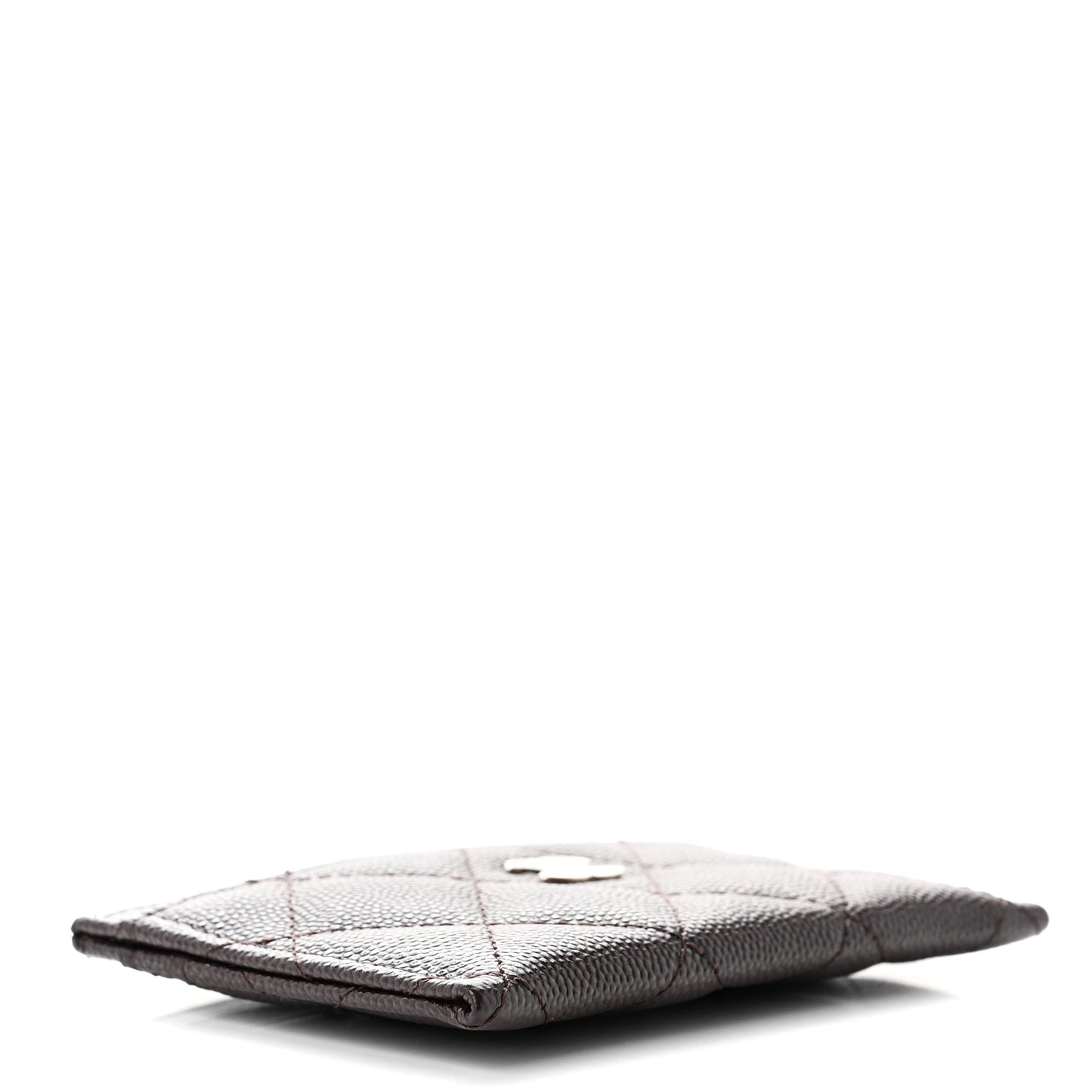 Caviar Quilted Card Holder Dark Brown
