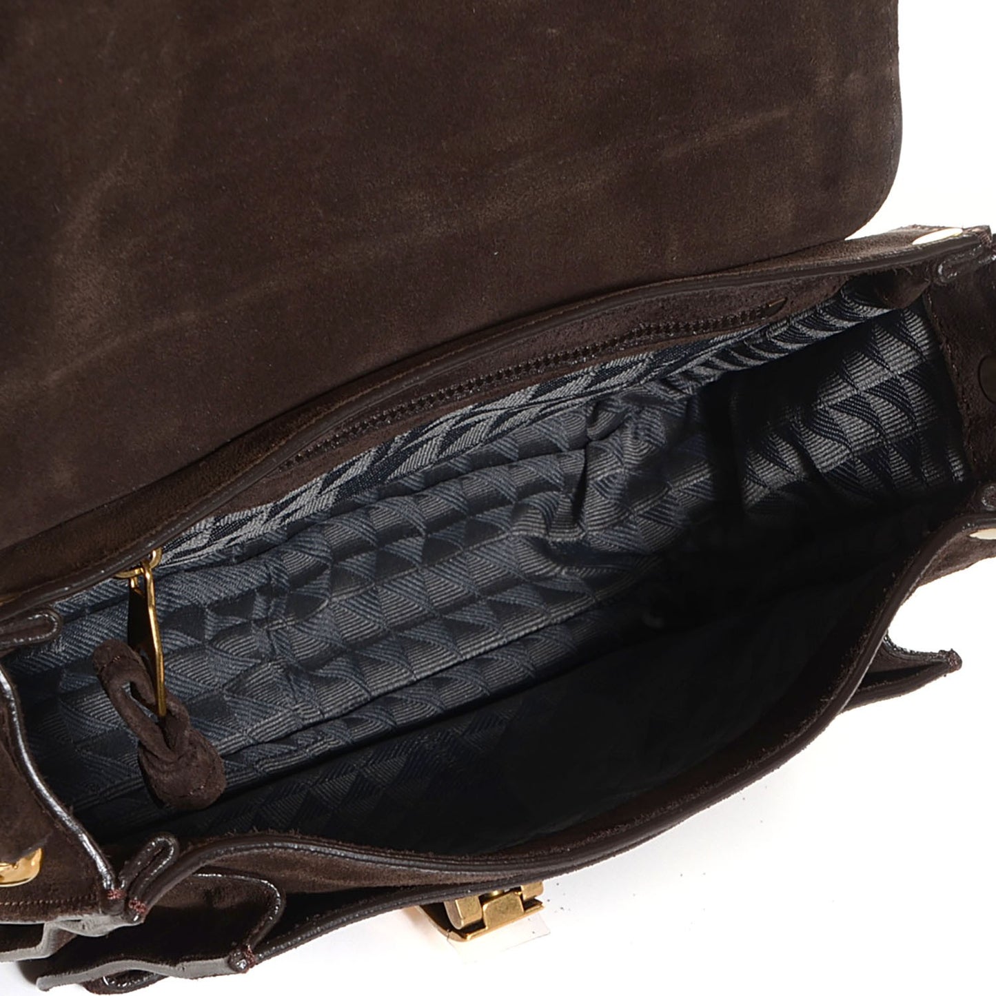 Suede Fringed PS1 Crossbody Pouch Messenger Bark